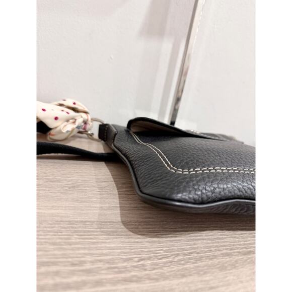 Coach Small Black Leather Messenger Crossbody Bag with Adorable Silk Bow - Picture 8 of 9